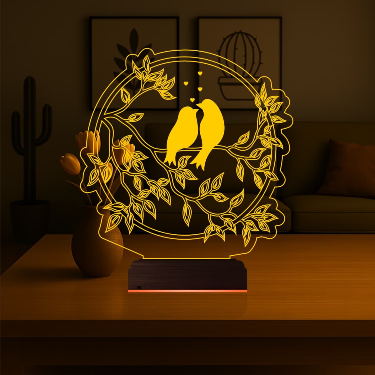 Влюбленные птицы — 3D LED Ночник | Романтический подарок 7
