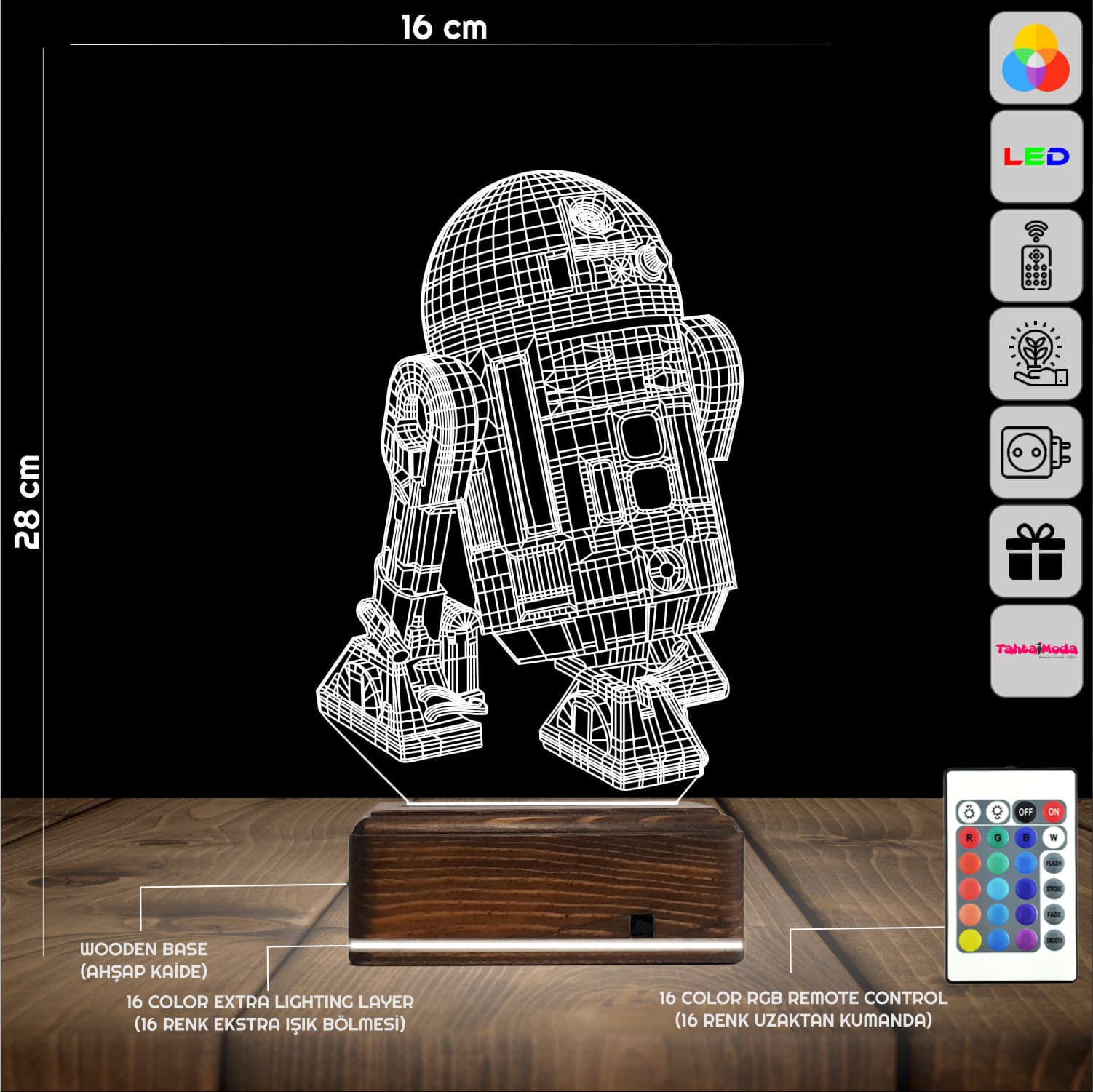 R2-D2 — 3D LED Ночник | Подарок фанату Star Wars 2