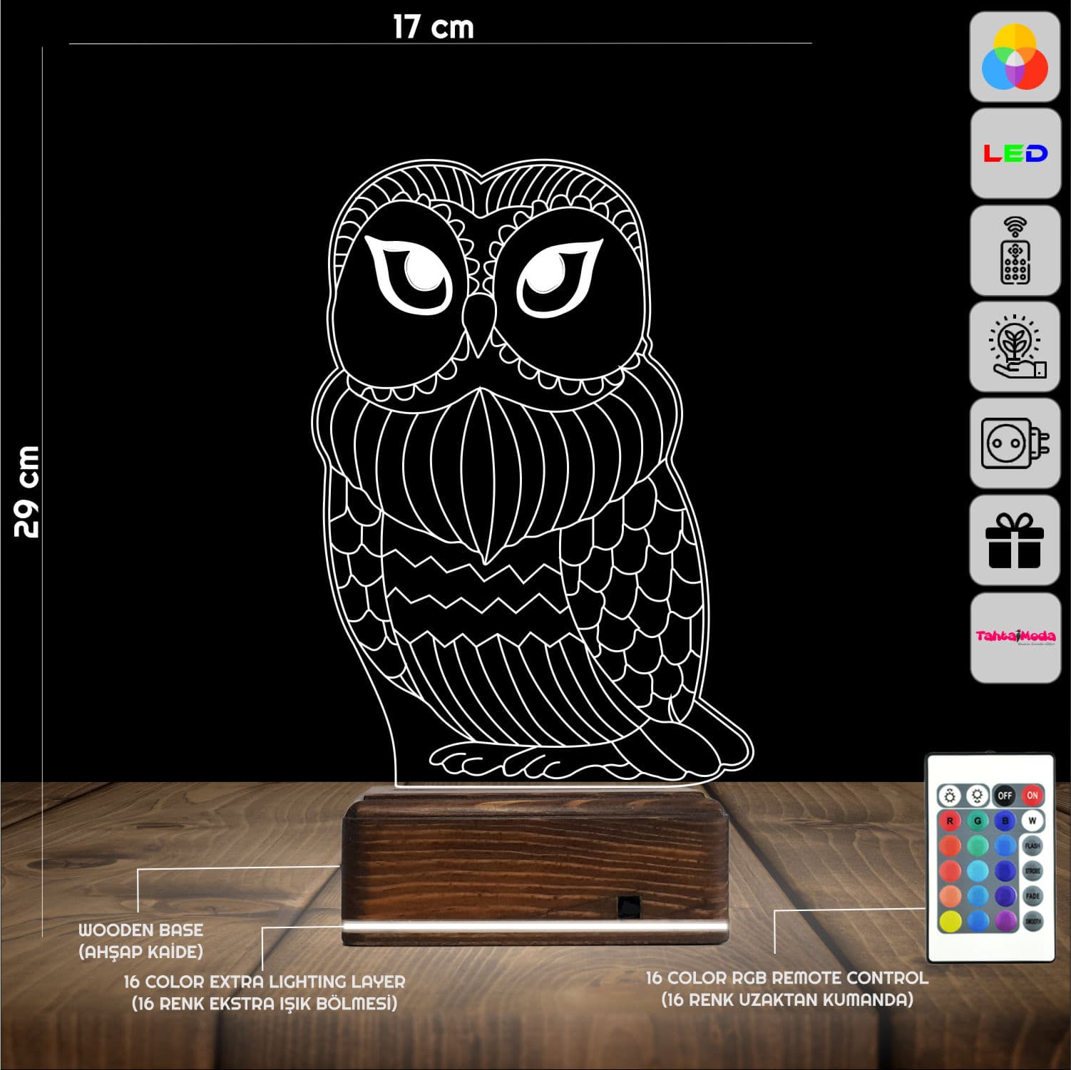 Сова — 3D LED Ночник | Оригинальный подарок 2