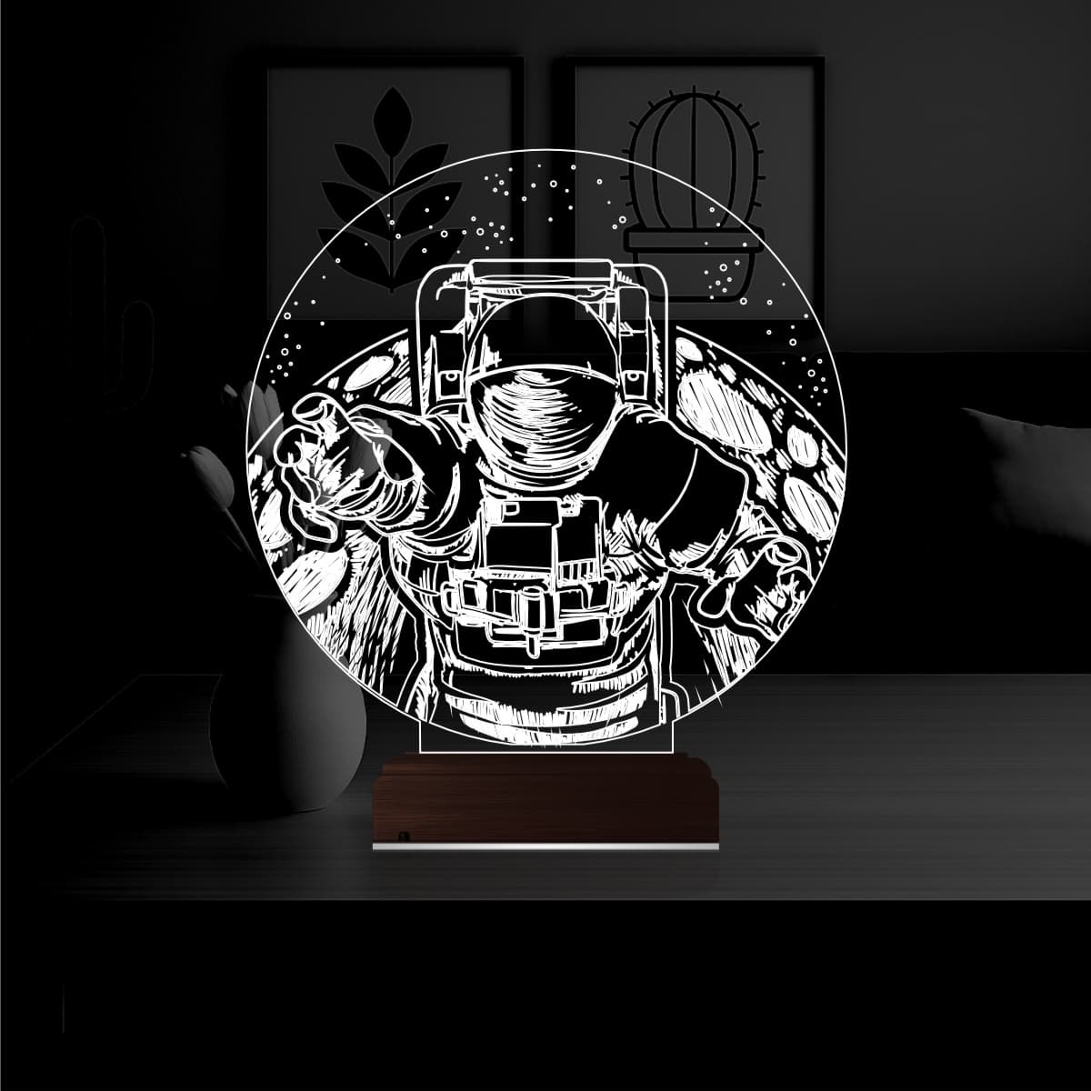 Космонавт на Луне — 3D LED Ночник | Подарок детям 1