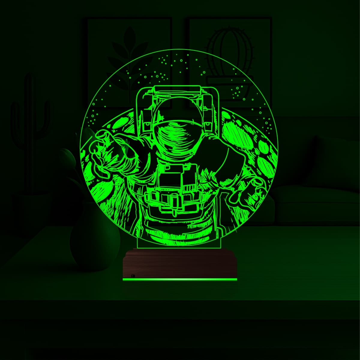 Космонавт на Луне — 3D LED Ночник | Подарок детям 5