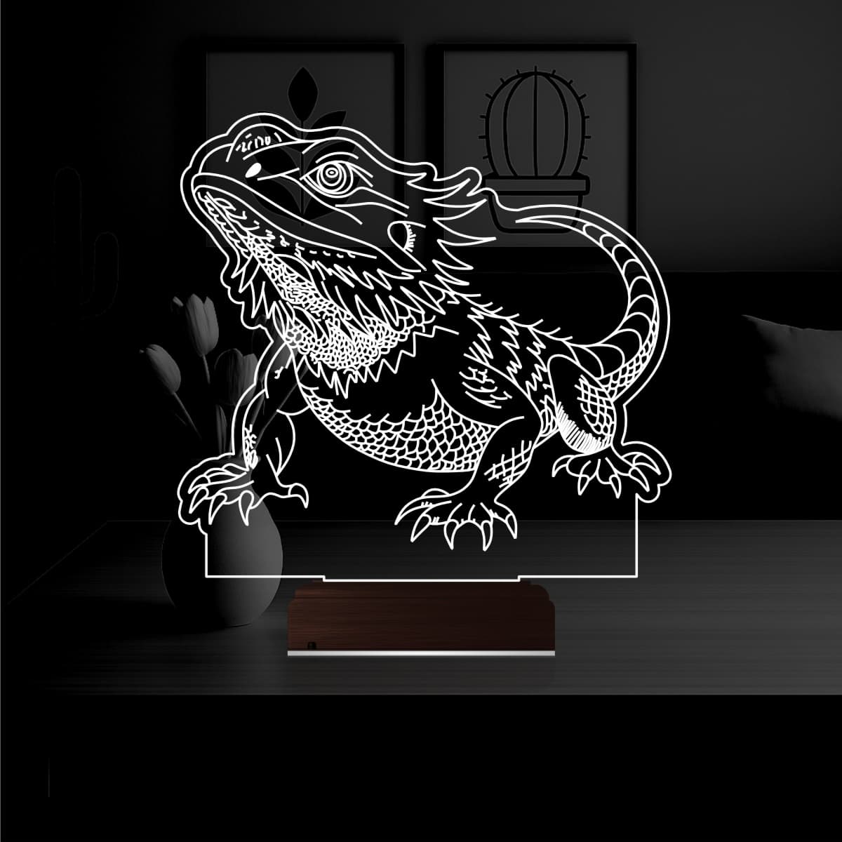 Бородатая агама — 3D LED Ночник | Подарок любителю рептилий 1