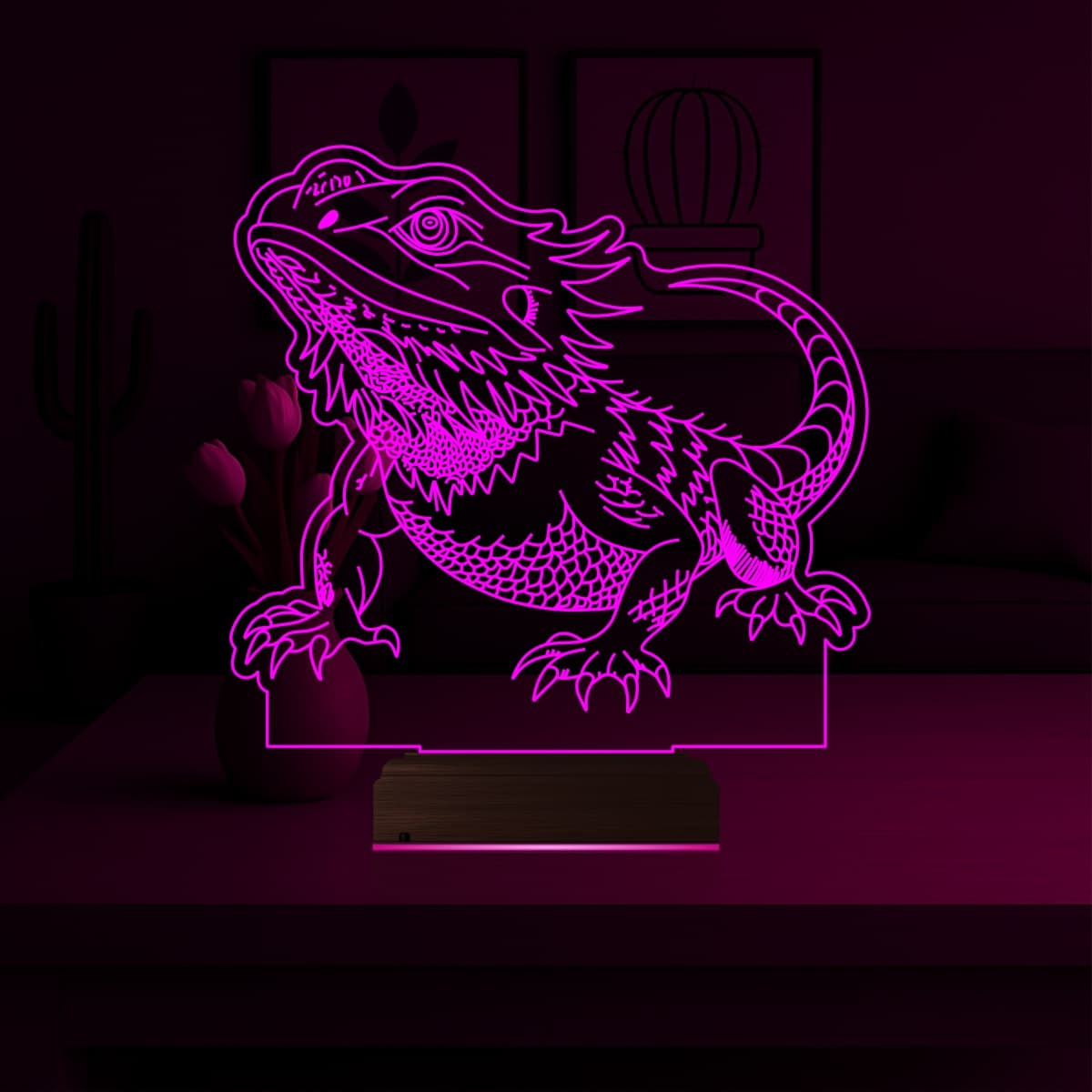 Бородатая агама — 3D LED Ночник | Подарок любителю рептилий 3