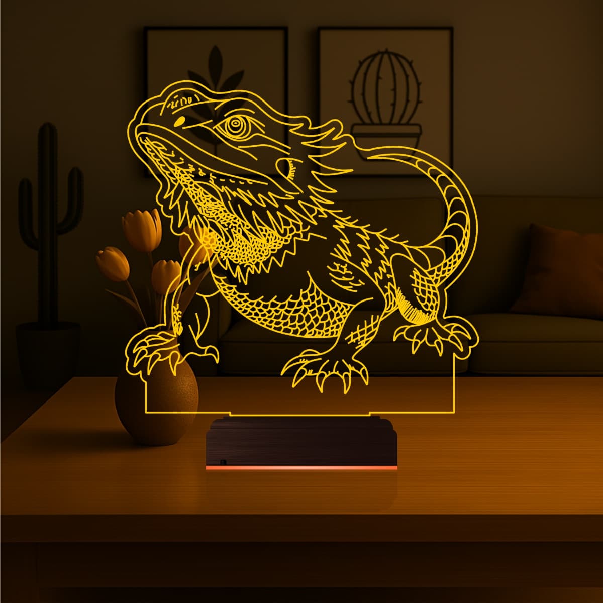 Бородатая агама — 3D LED Ночник | Подарок любителю рептилий 6