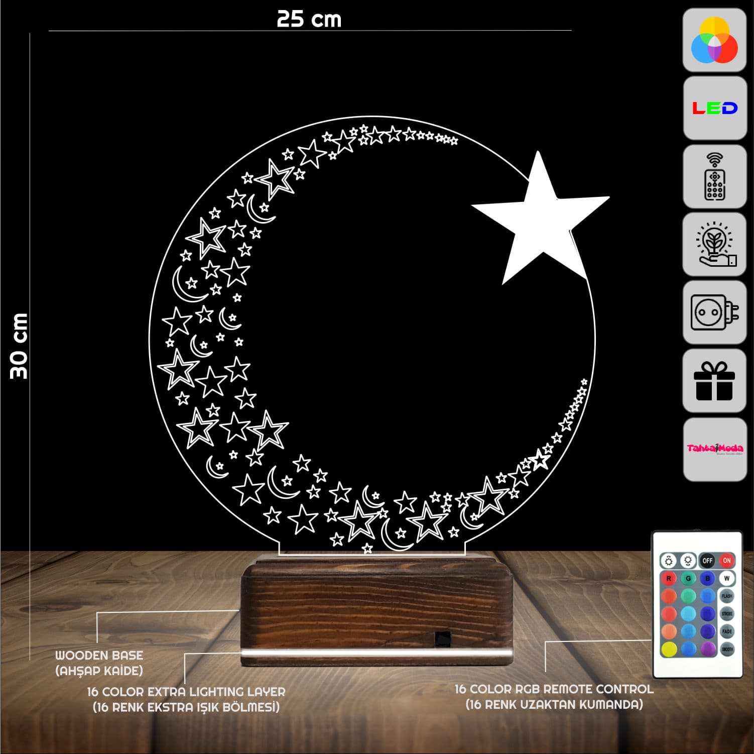 Полумесяц и Звезды — 3D LED Ночник | Подарок для близких 2