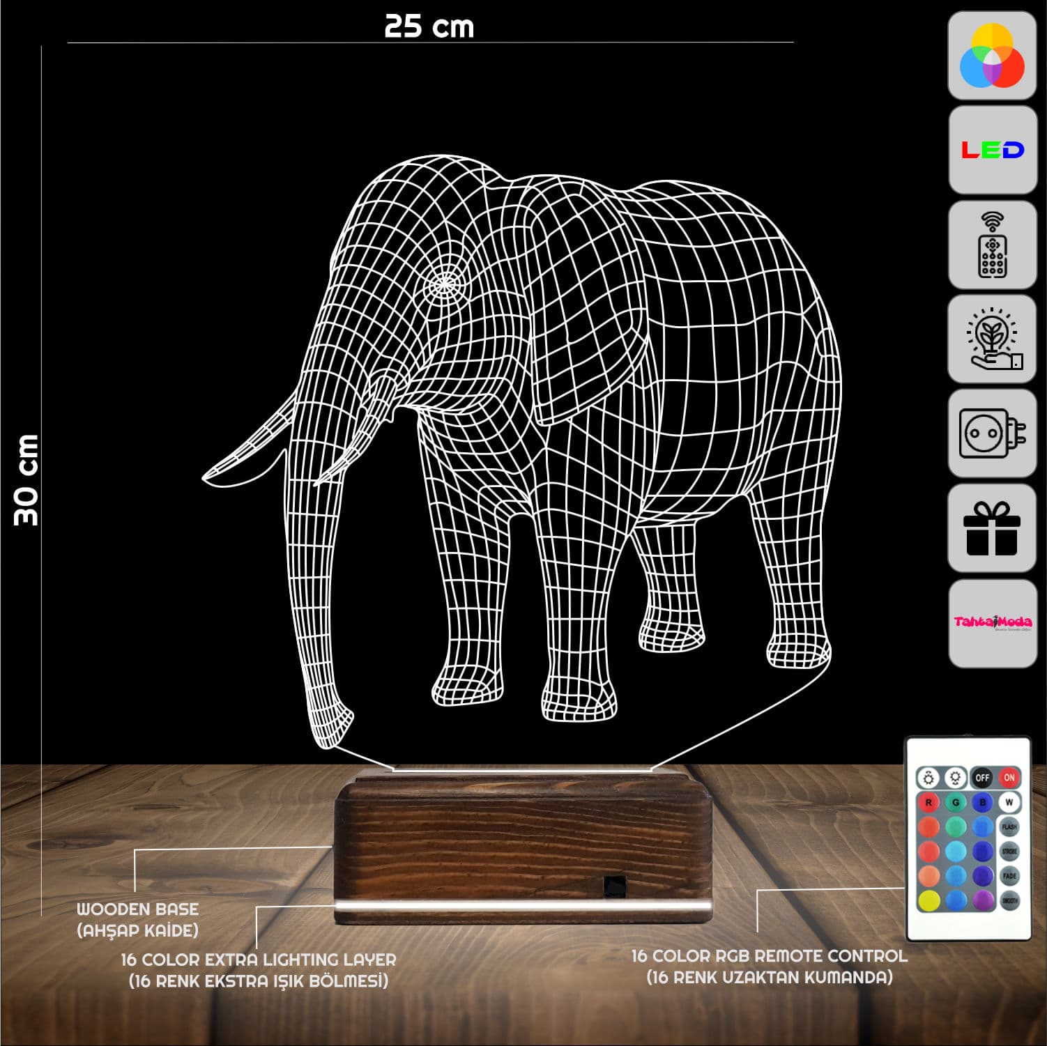 Слон — 3D LED Ночник | Подарок детям и взрослым 2