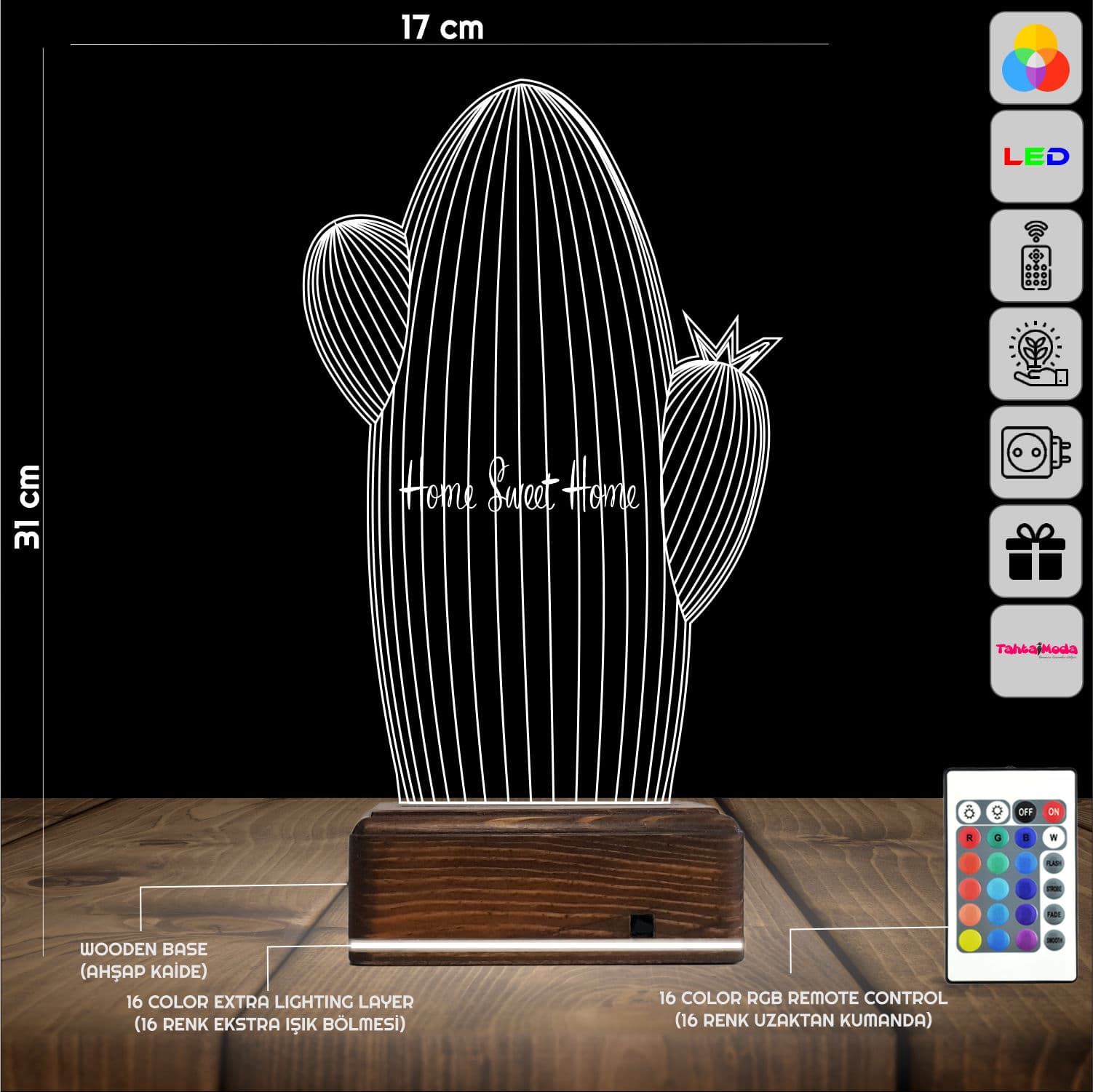 Кактус — 3D LED Ночник | Подарок на новоселье 2