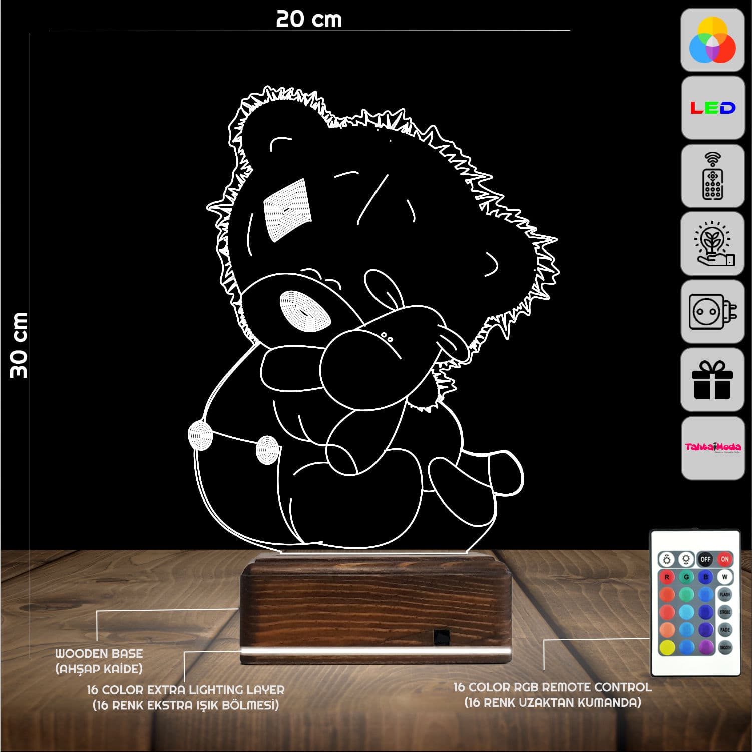 Мишка со звездой — 3D LED Ночник | Подарок ребенку 2