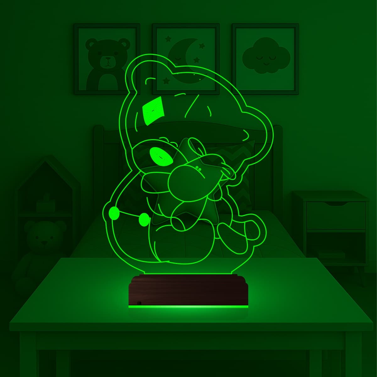 Мишка со звездой — 3D LED Ночник | Подарок ребенку 5