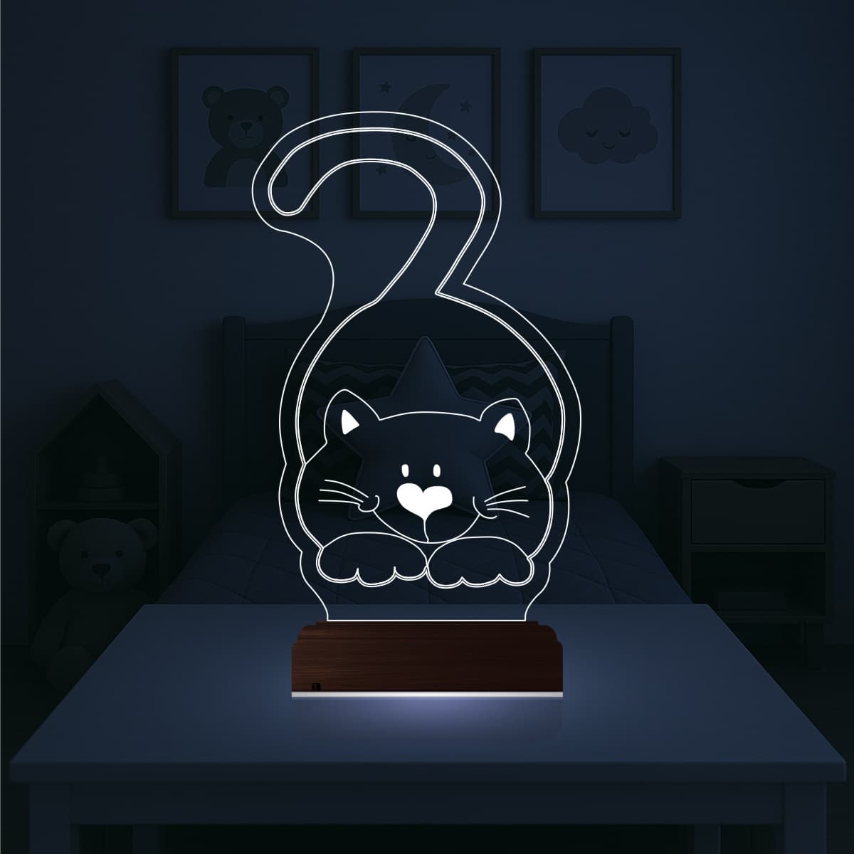Милый Кот — 3D LED Ночник | Подарок ребёнку 1