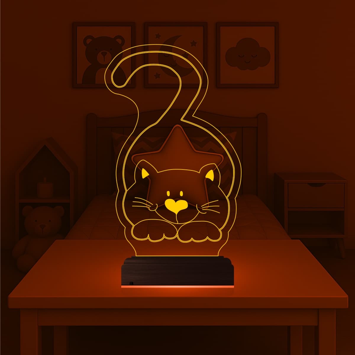 Милый Кот — 3D LED Ночник | Подарок ребёнку 7
