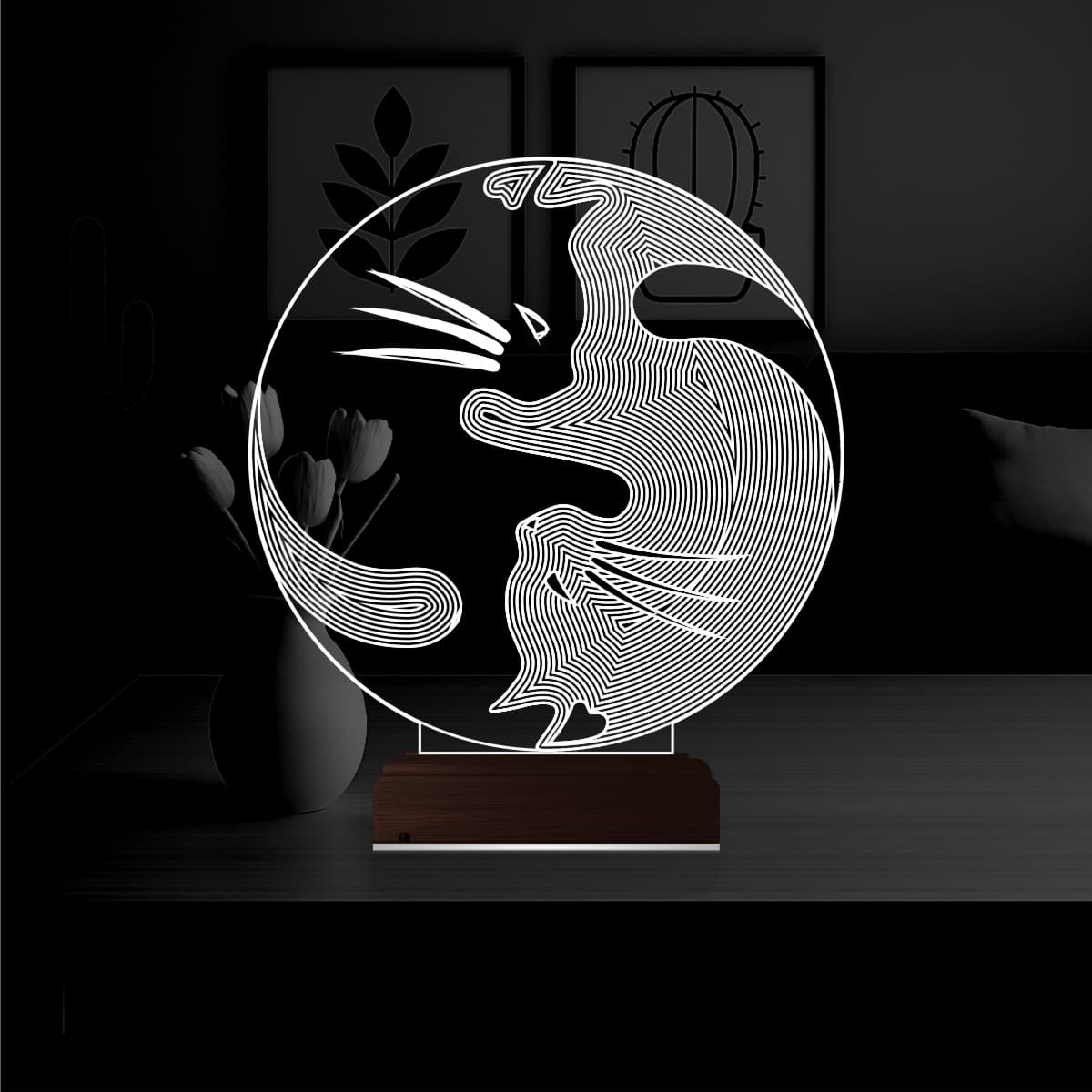 Коты Инь-Янь — 3D LED Ночник | Подарок любителям кошек 1