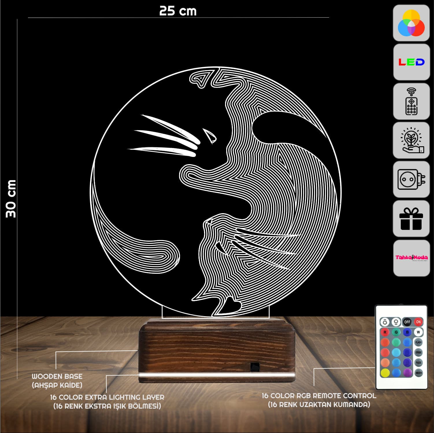 Коты Инь-Янь — 3D LED Ночник | Подарок любителям кошек 2