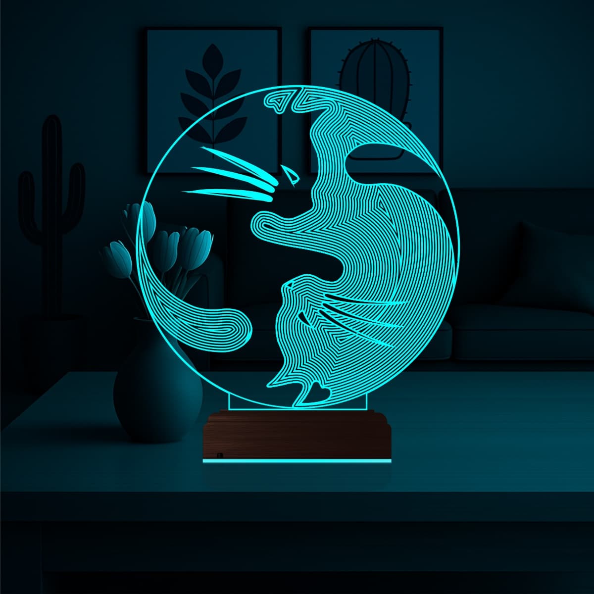 Коты Инь-Янь — 3D LED Ночник | Подарок любителям кошек 3