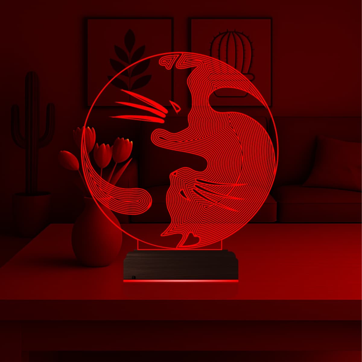 Коты Инь-Янь — 3D LED Ночник | Подарок любителям кошек 6