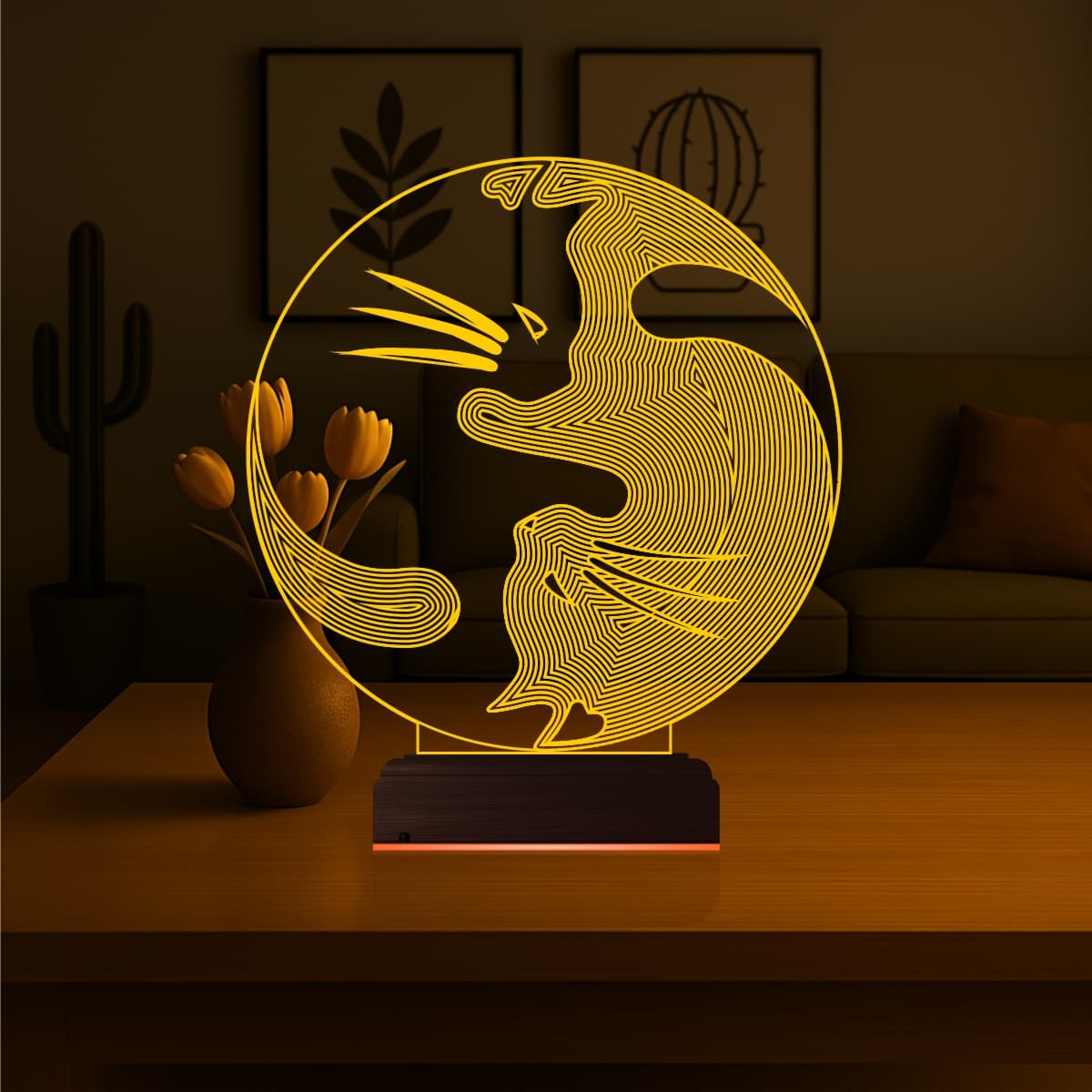 Коты Инь-Янь — 3D LED Ночник | Подарок любителям кошек 7