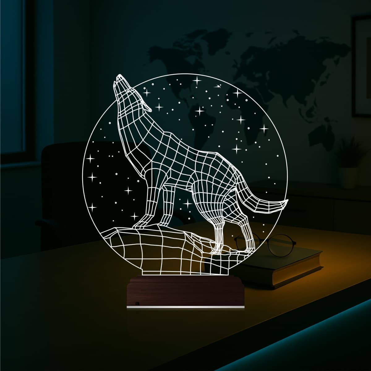 Волк — 3D LED Ночник | Подарок мужчине 1