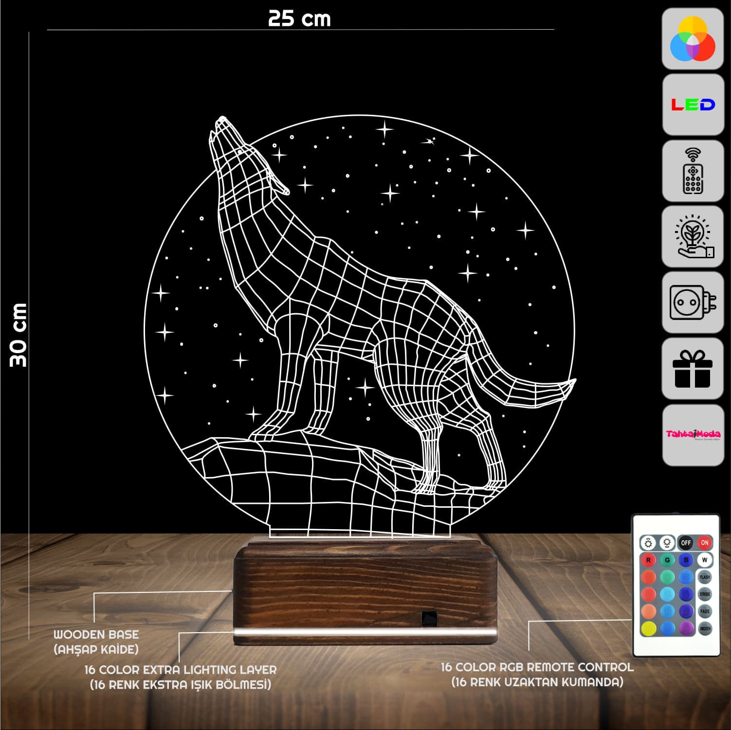 Волк — 3D LED Ночник | Подарок мужчине 2