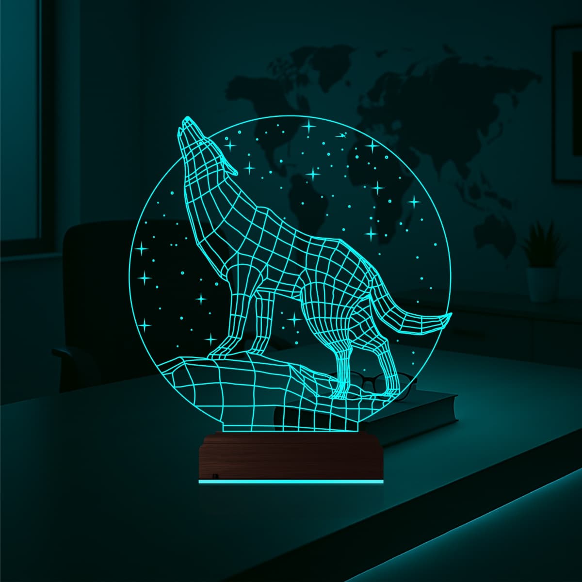Волк — 3D LED Ночник | Подарок мужчине 3