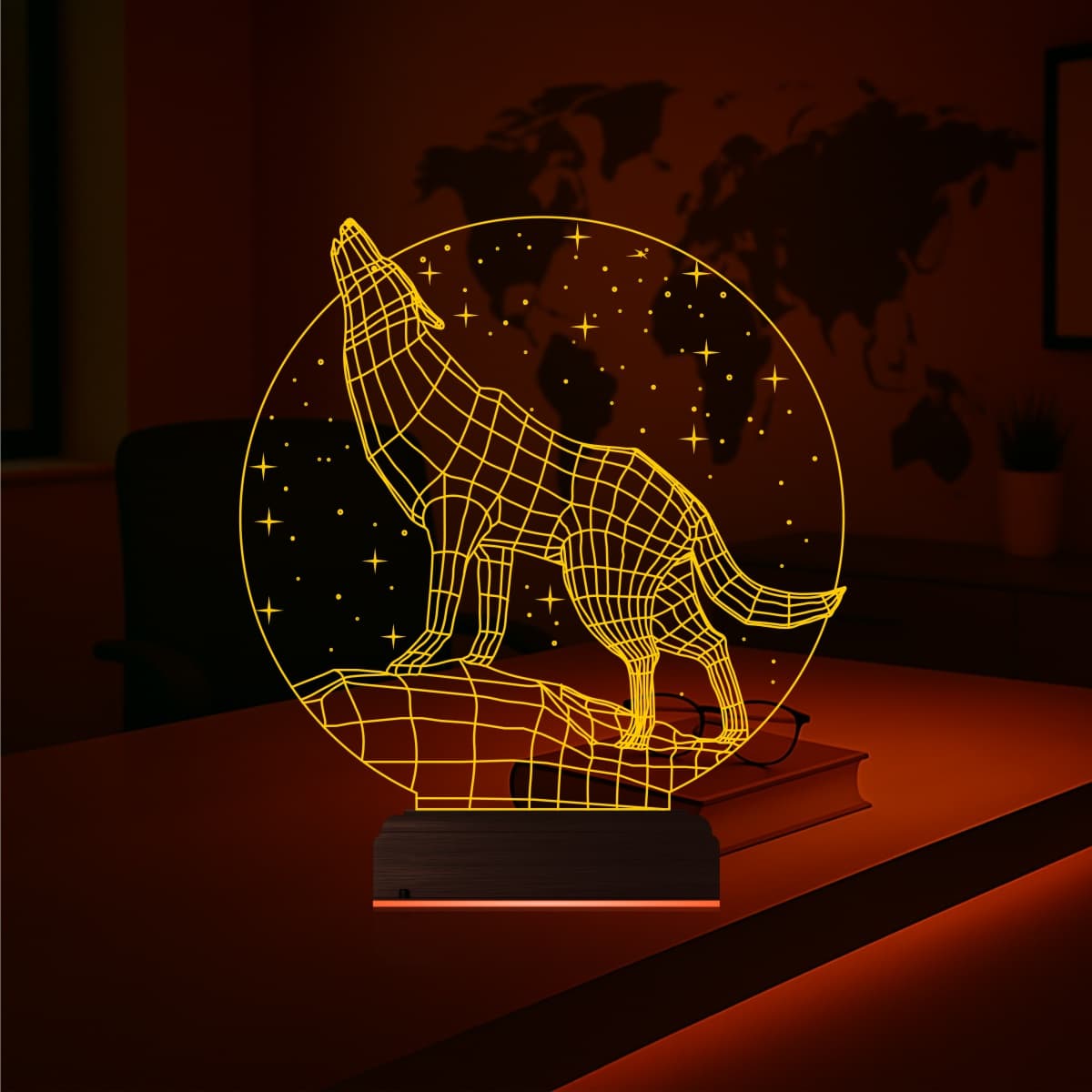 Волк — 3D LED Ночник | Подарок мужчине 7