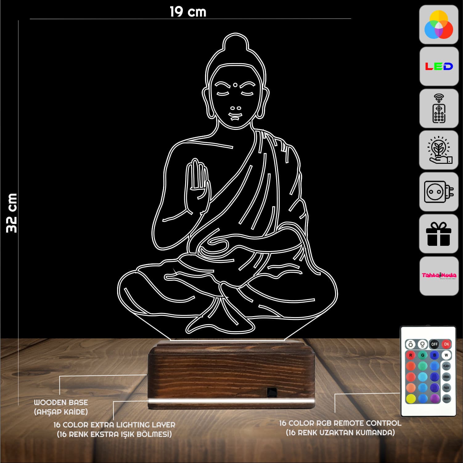 Будда — 3D LED Ночник | Подарок для души и покоя 2