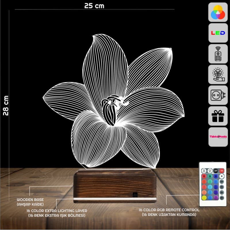 Лилия — 3D LED Ночник | Романтический подарок 2