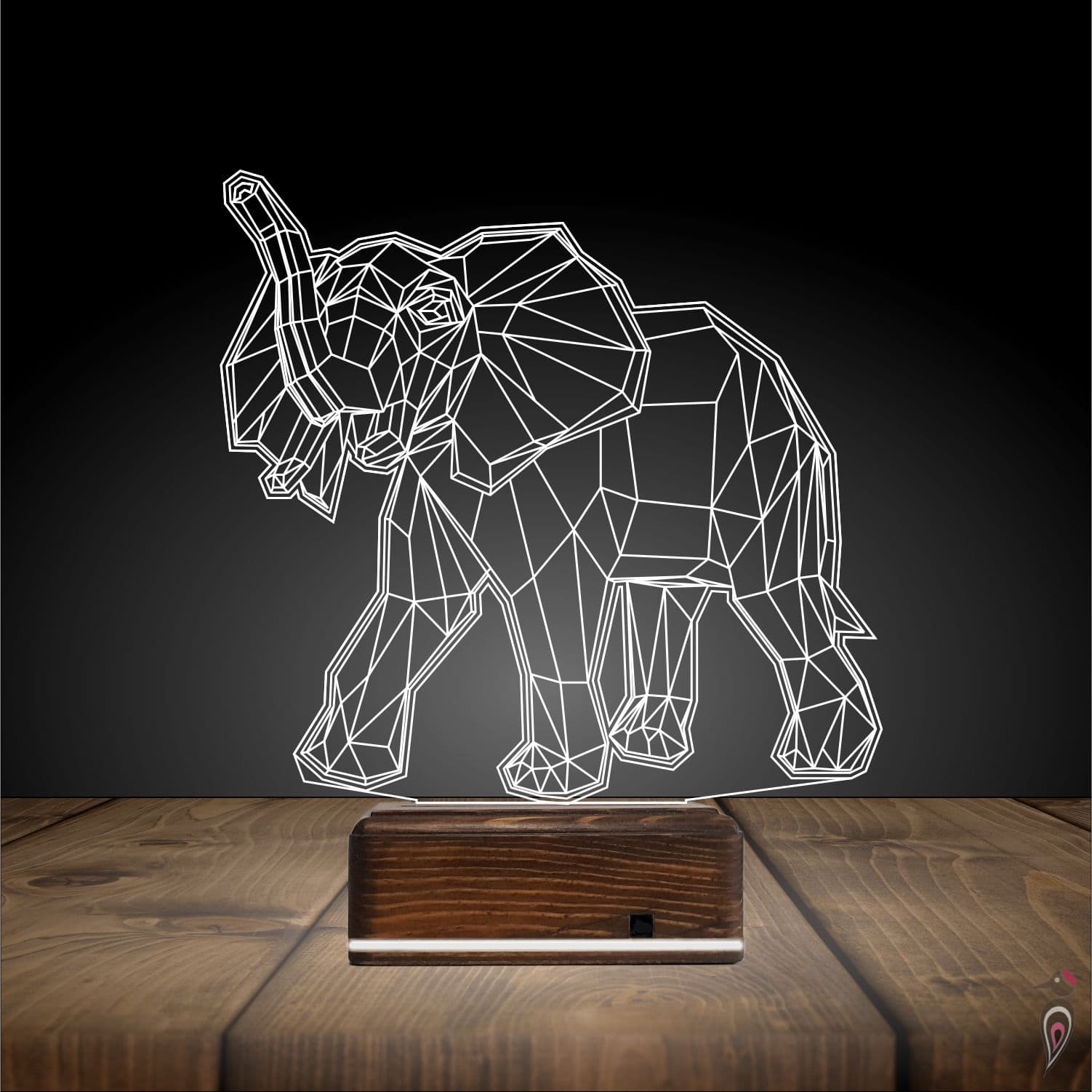 Слон — Геометрический 3D Ночник 3