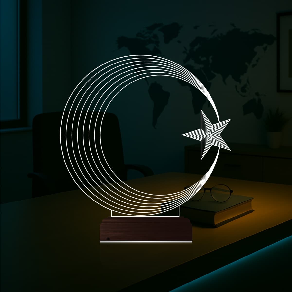 Полумесяц и звезда — 3D LED Ночник | Подарок патриоту 1