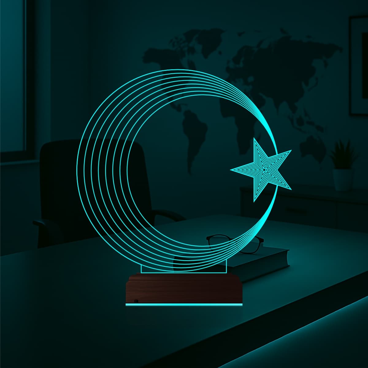 Полумесяц и звезда — 3D LED Ночник | Подарок патриоту 3