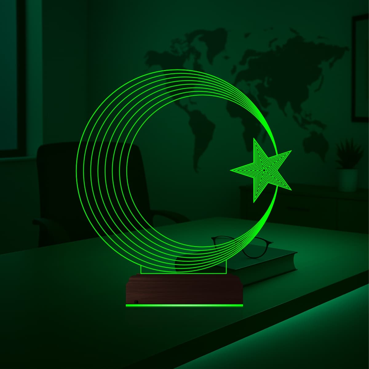 Полумесяц и звезда — 3D LED Ночник | Подарок патриоту 5