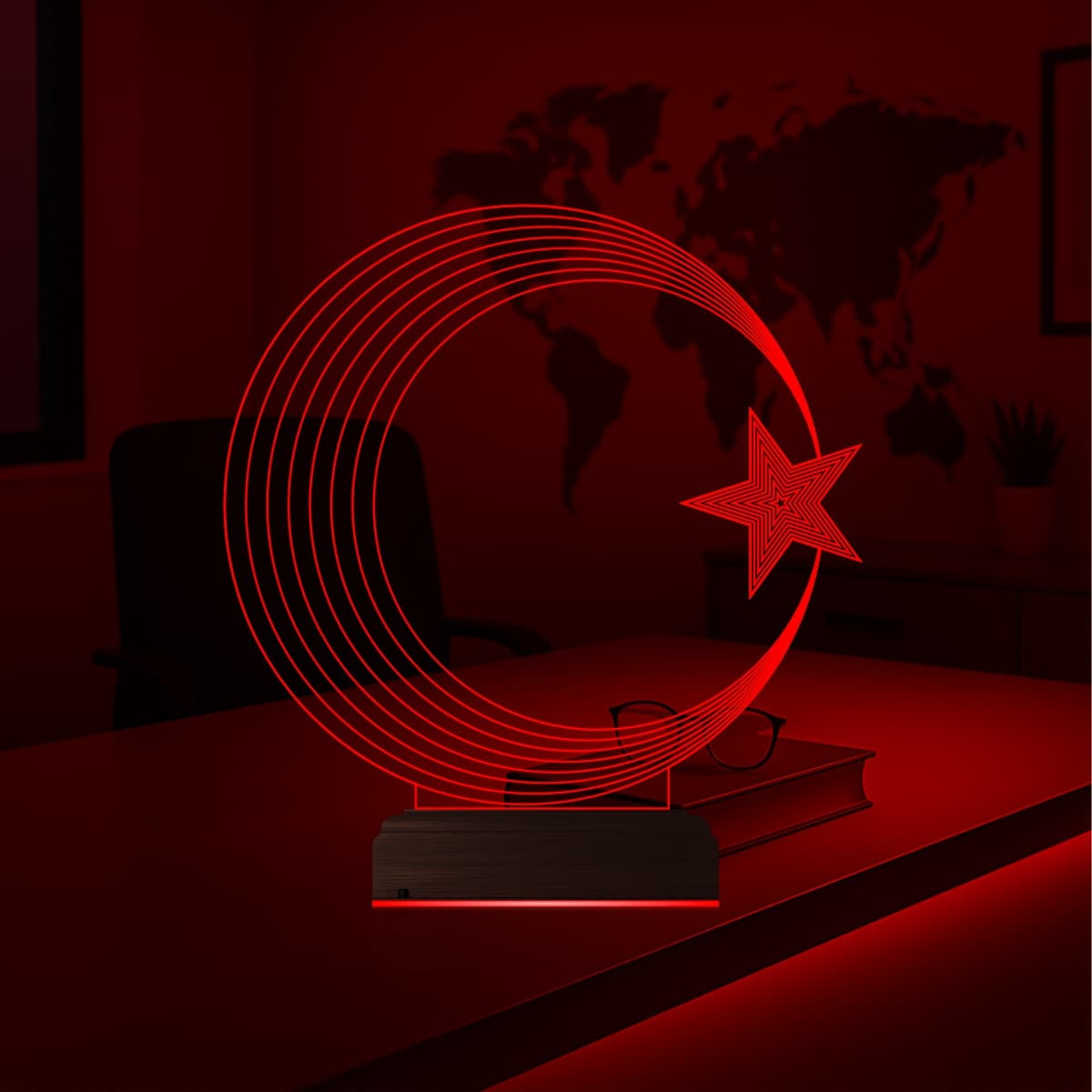 Полумесяц и звезда — 3D LED Ночник | Подарок патриоту 6