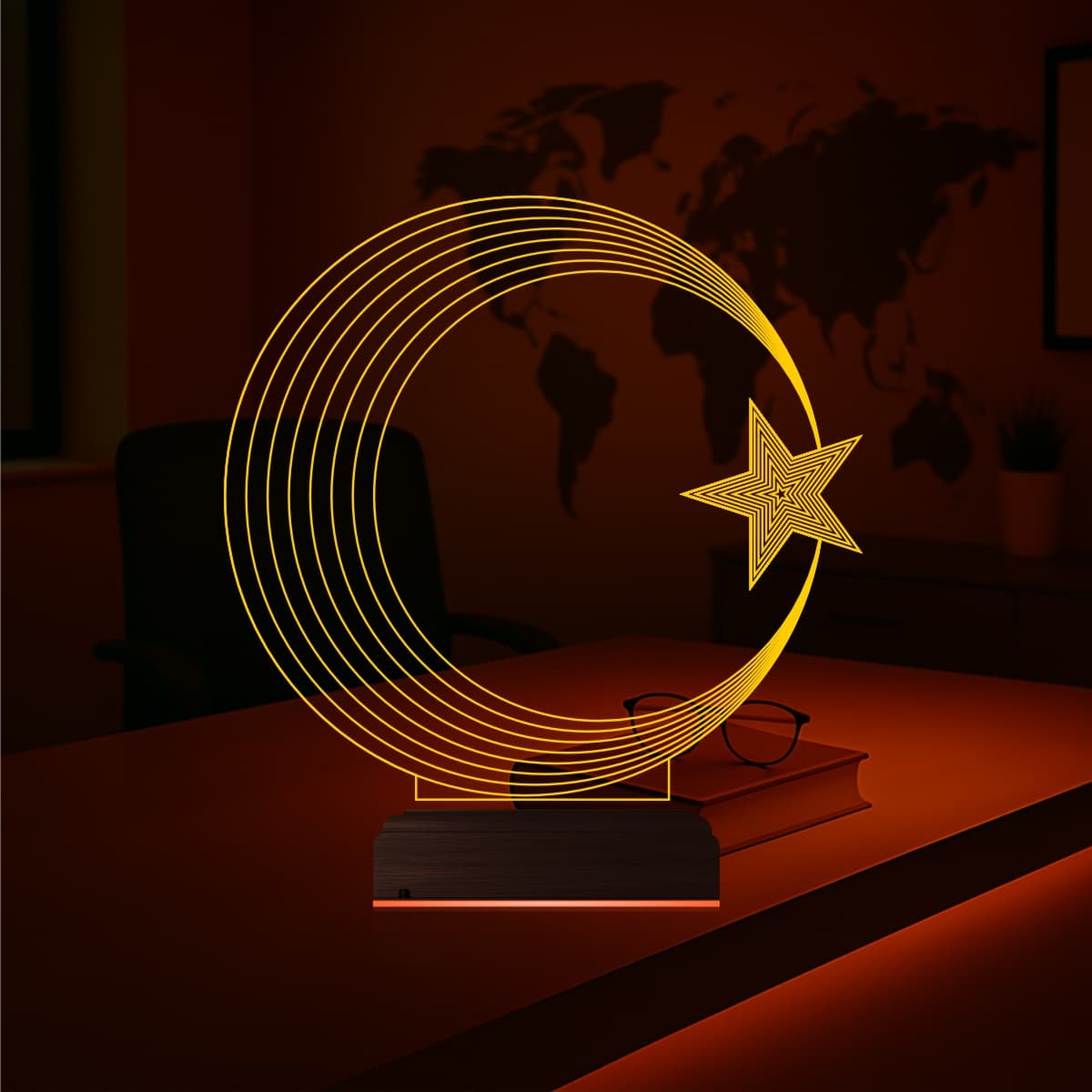 Полумесяц и звезда — 3D LED Ночник | Подарок патриоту 7