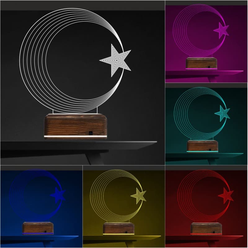 Полумесяц и звезда — 3D LED Ночник | Подарок патриоту 10
