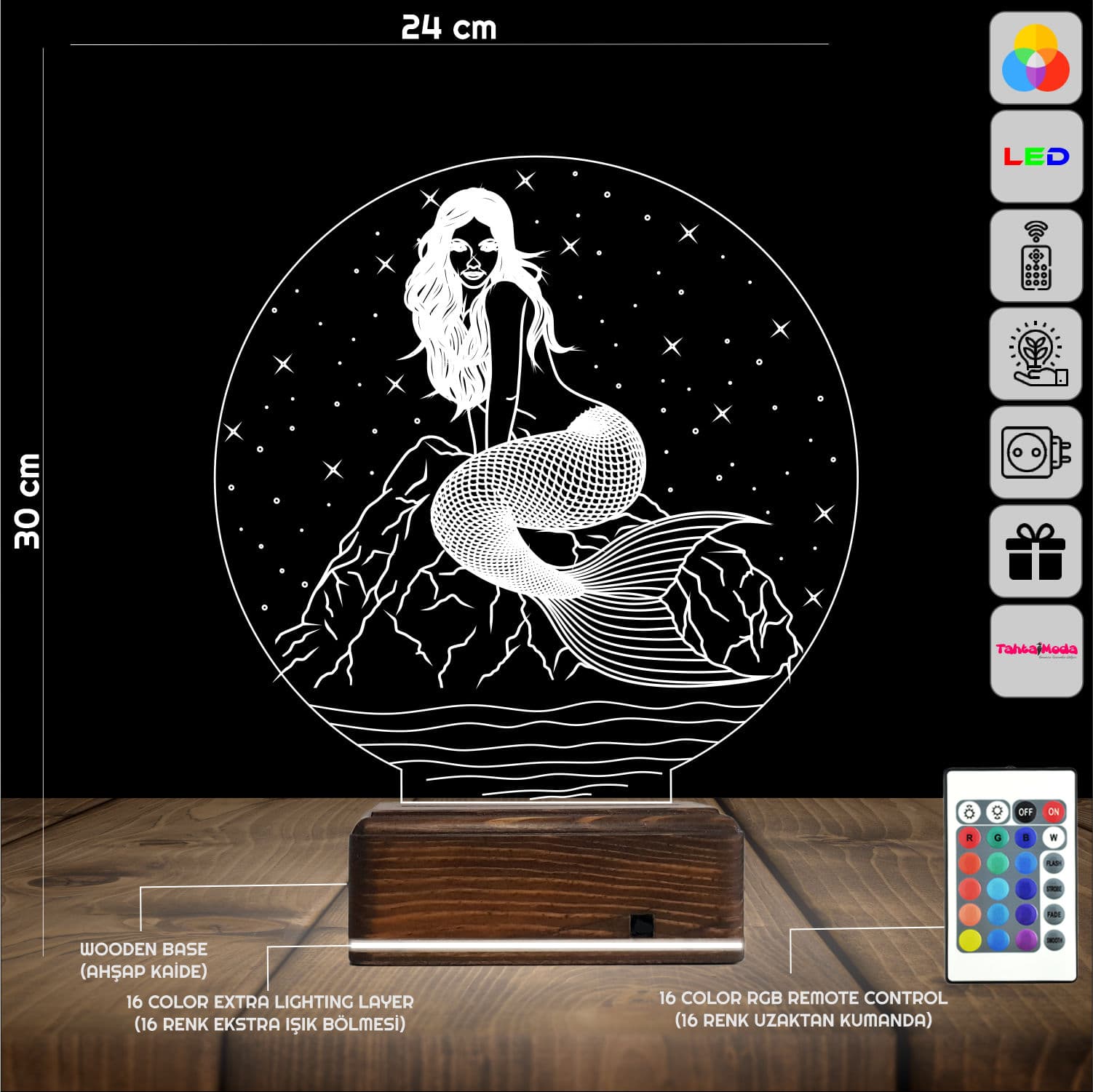 Русалка — 3D LED Ночник | Подарок для девушки 2