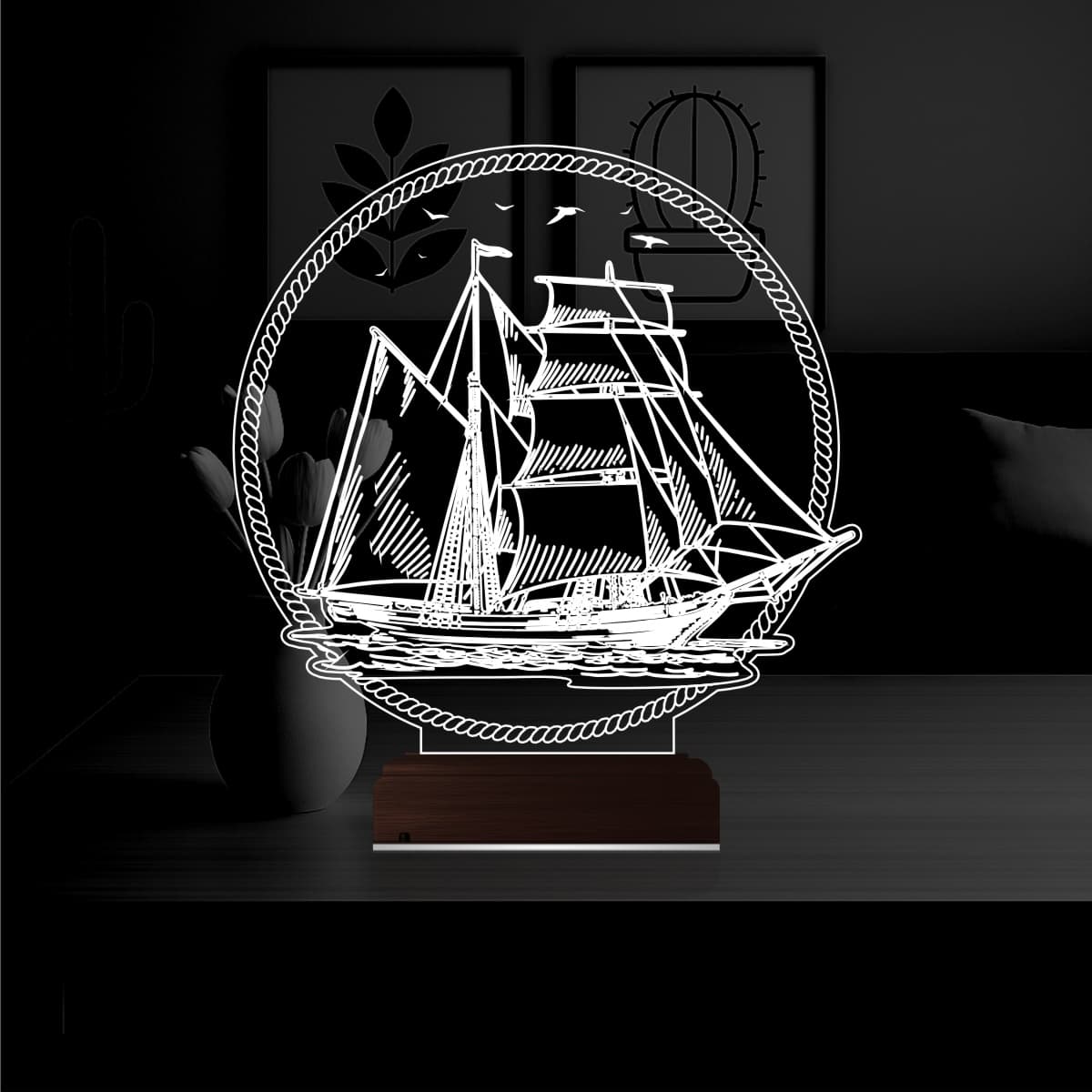 Парусник — 3D LED Ночник | Подарок мужчине 1
