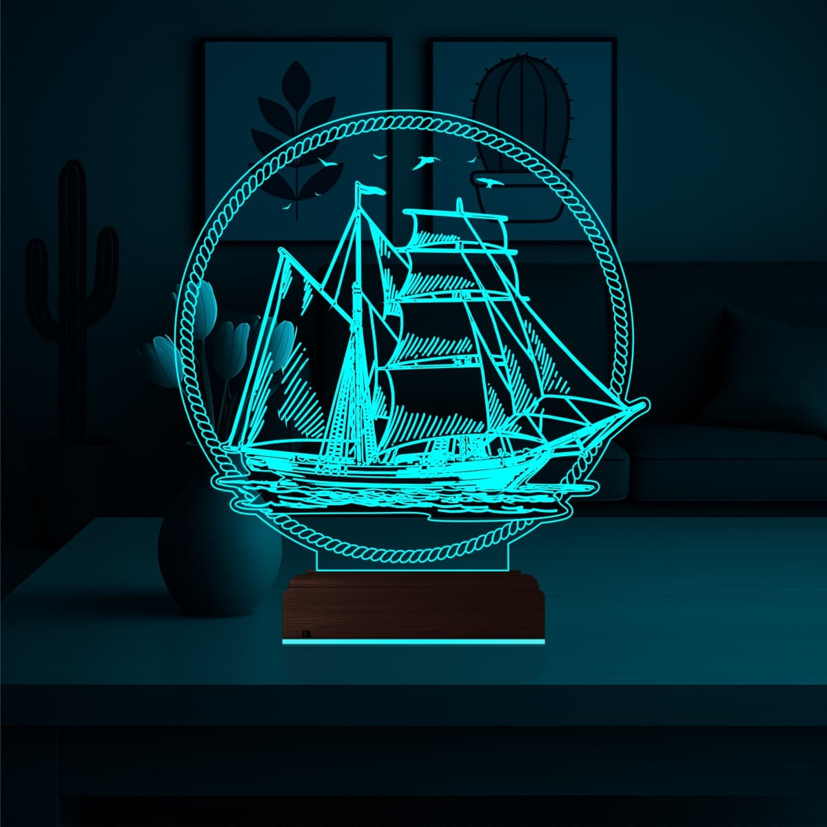 Парусник — 3D LED Ночник | Подарок мужчине 3