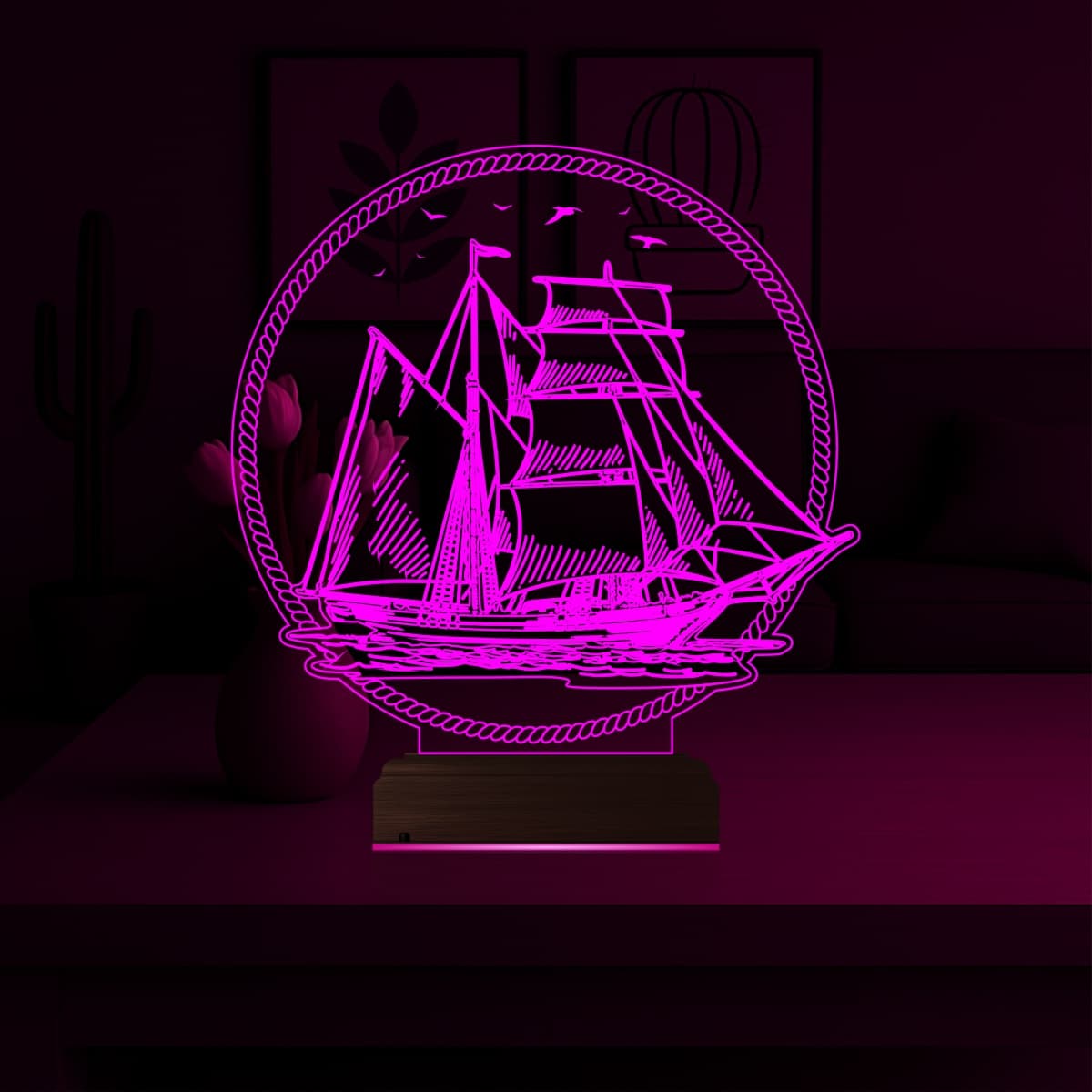 Парусник — 3D LED Ночник | Подарок мужчине 4