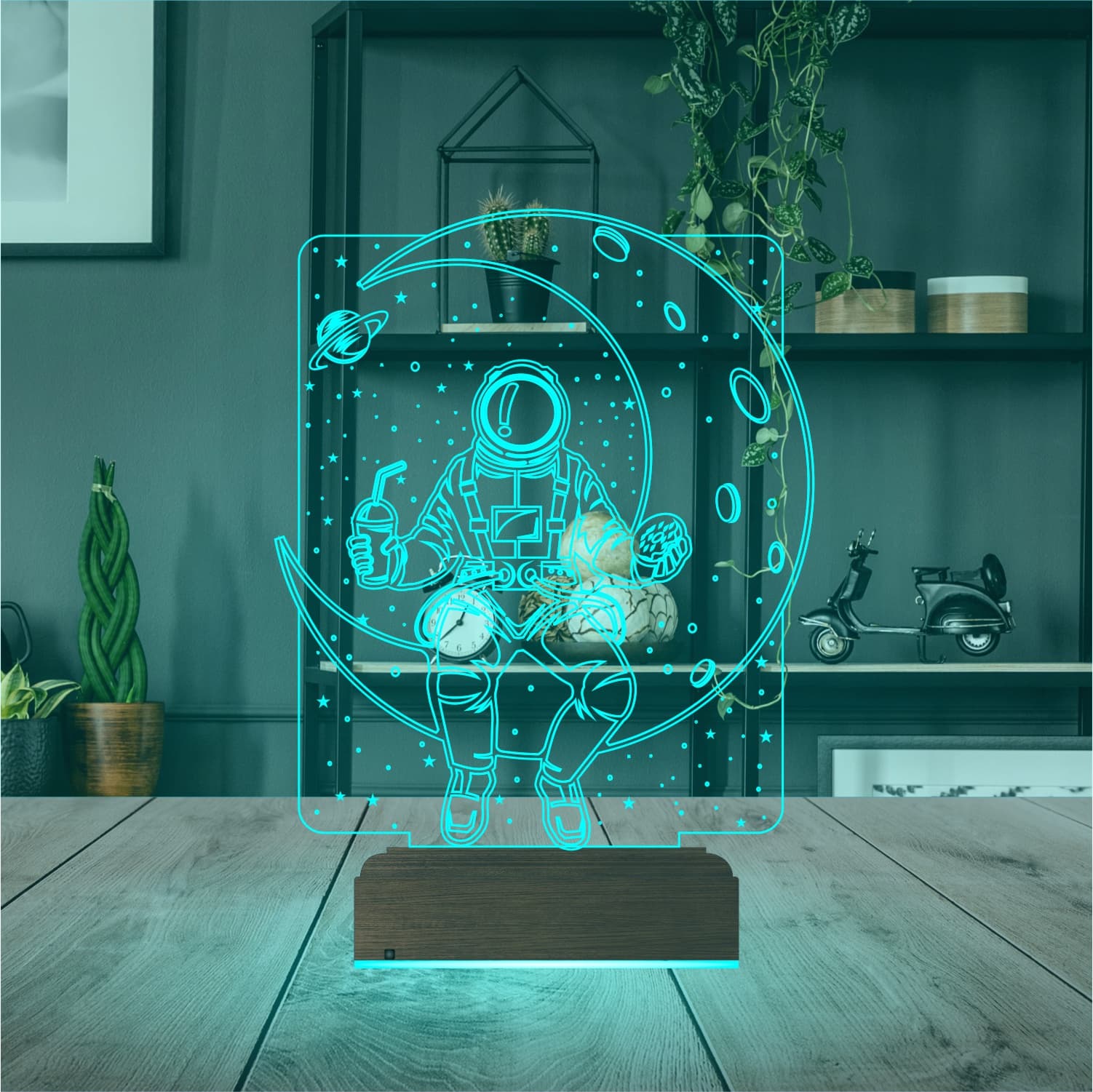Космонавт на Луне — 3D LED Ночник | Подарок детям 4