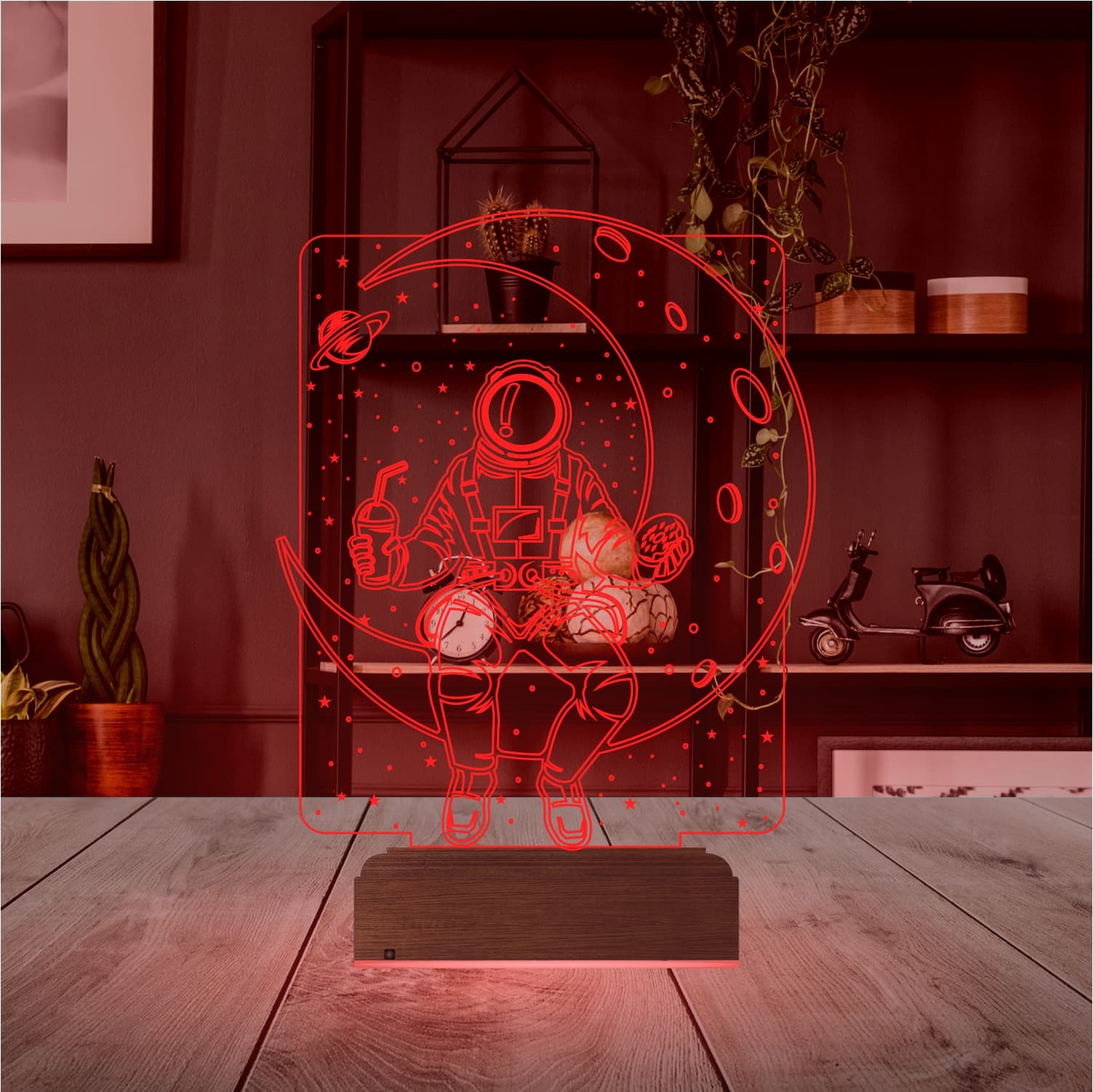 Космонавт на Луне — 3D LED Ночник | Подарок детям 5