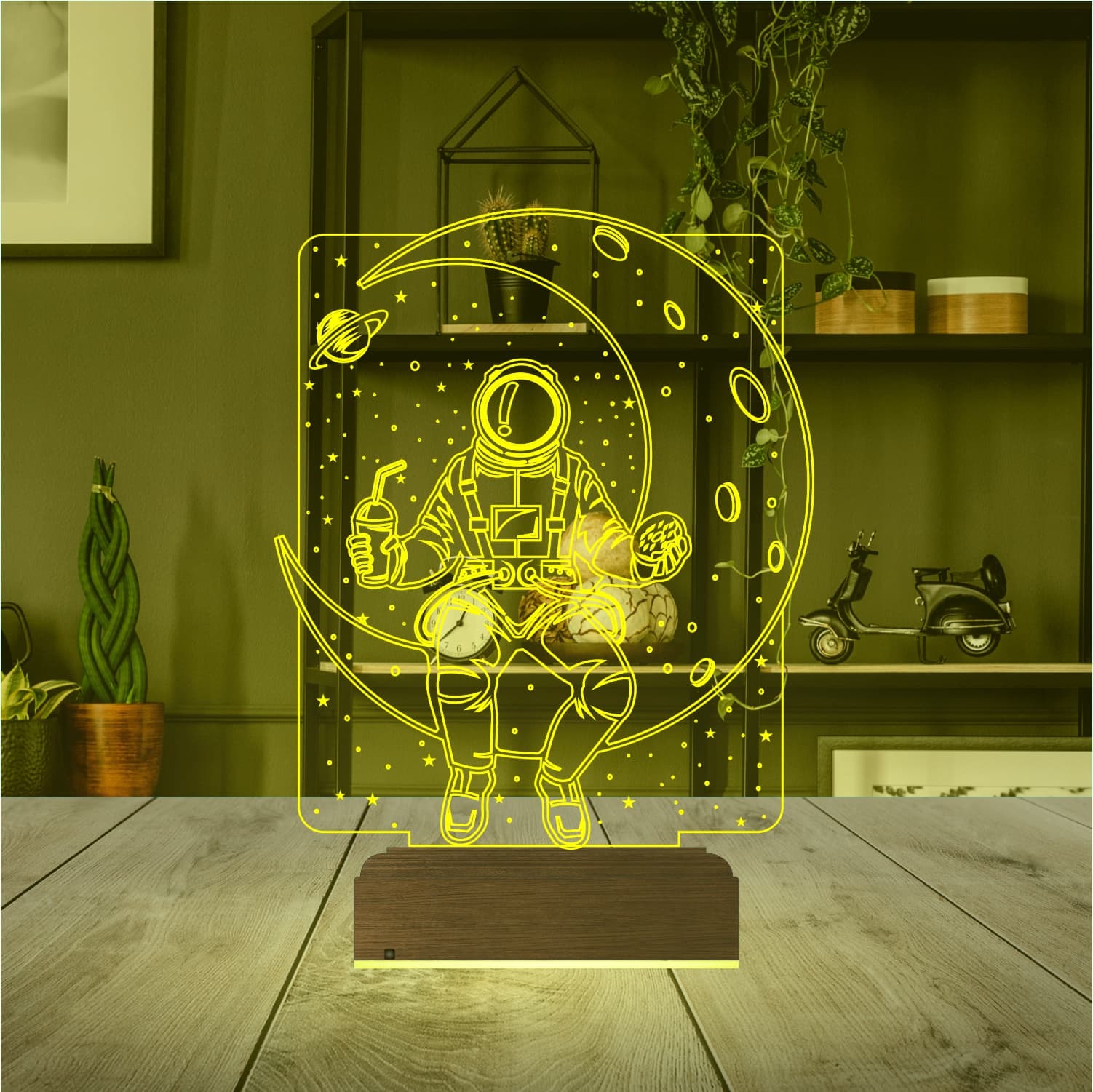 Космонавт на Луне — 3D LED Ночник | Подарок детям 7