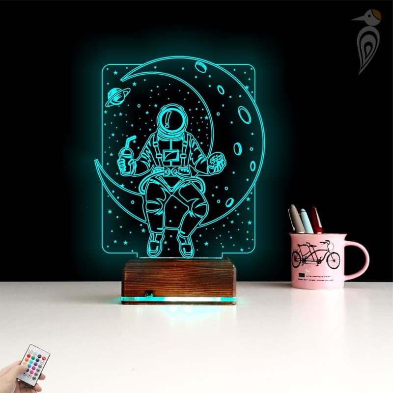 Космонавт на Луне — 3D LED Ночник | Подарок детям 10