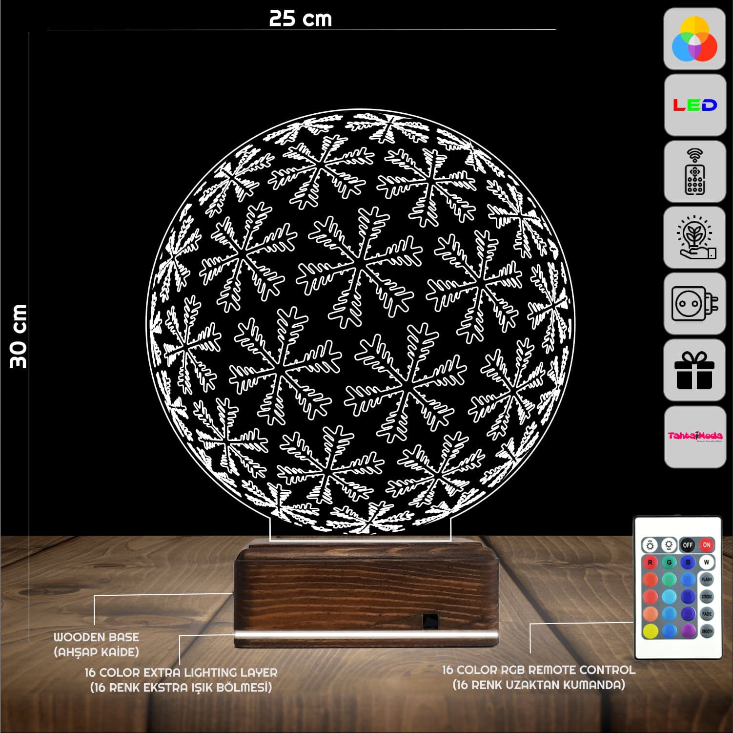 Снежинки в шаре — 3D LED Ночник | Подарок на Новый Год 2