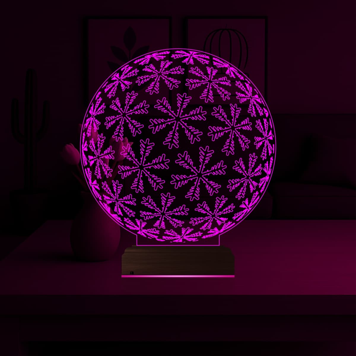 Снежинки в шаре — 3D LED Ночник | Подарок на Новый Год 4