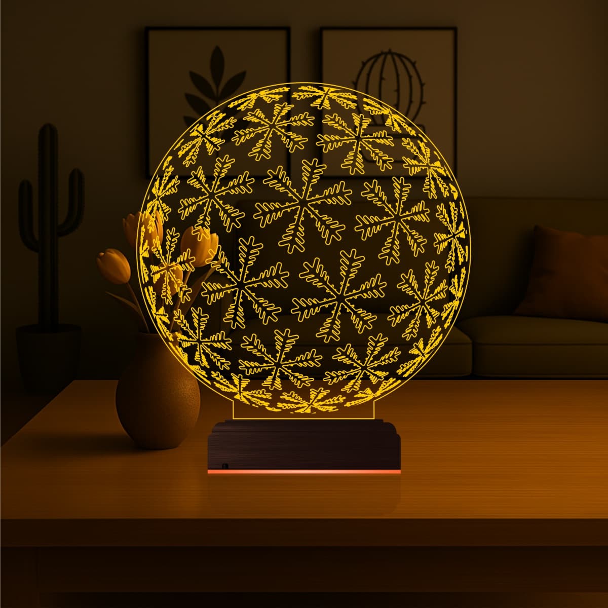 Снежинки в шаре — 3D LED Ночник | Подарок на Новый Год 7