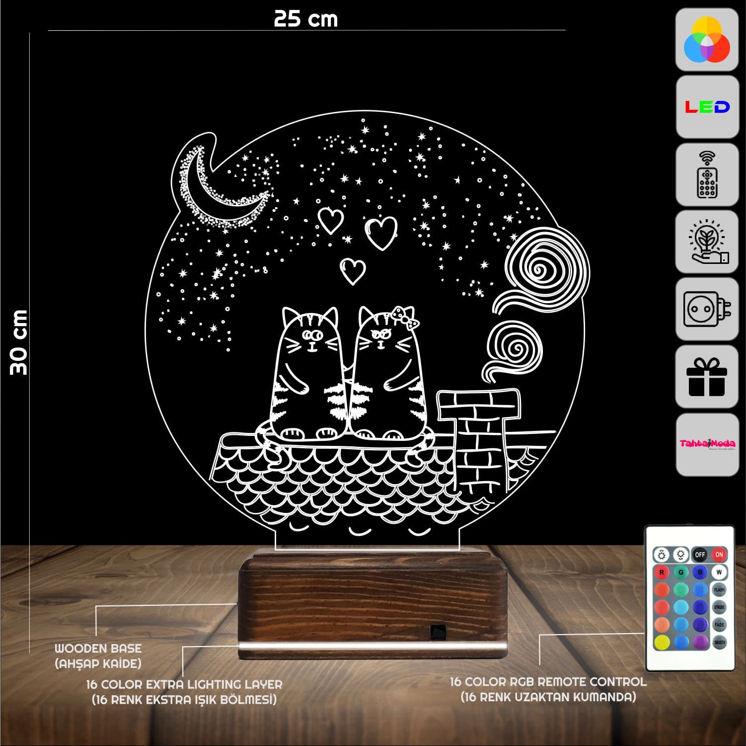 Влюбленные коты — 3D LED Ночник | Романтический подарок 2