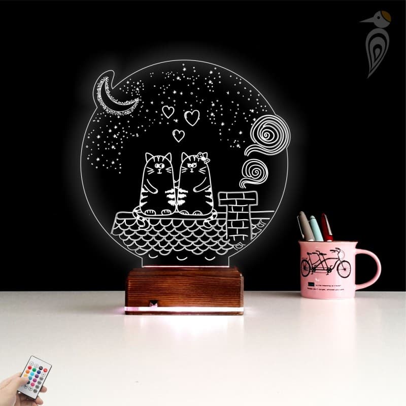 Влюбленные коты — 3D LED Ночник | Романтический подарок 10