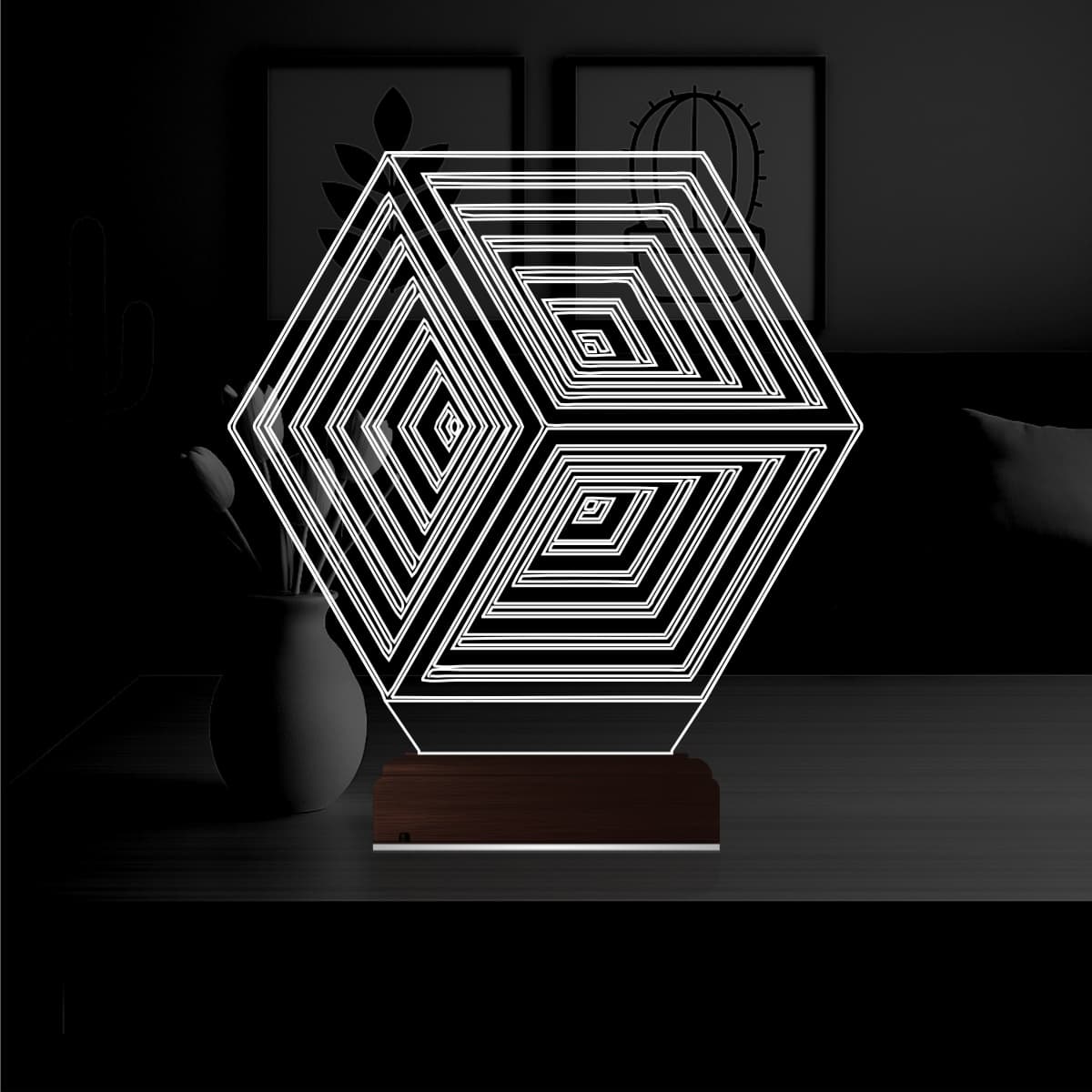 Геометрический Куб 3D Ночник 1