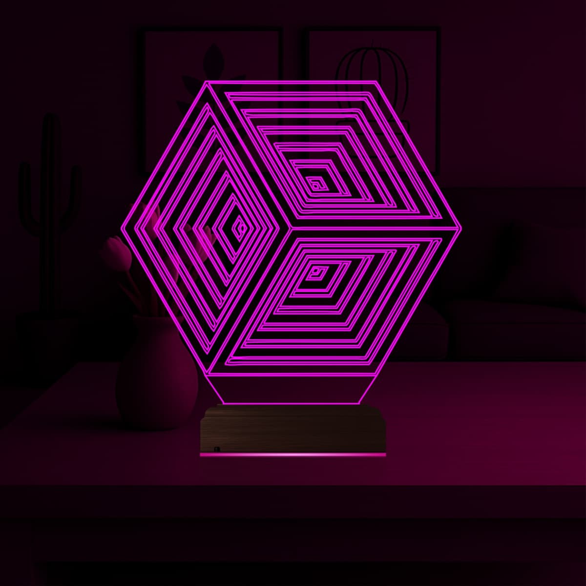 Геометрический Куб 3D Ночник 4