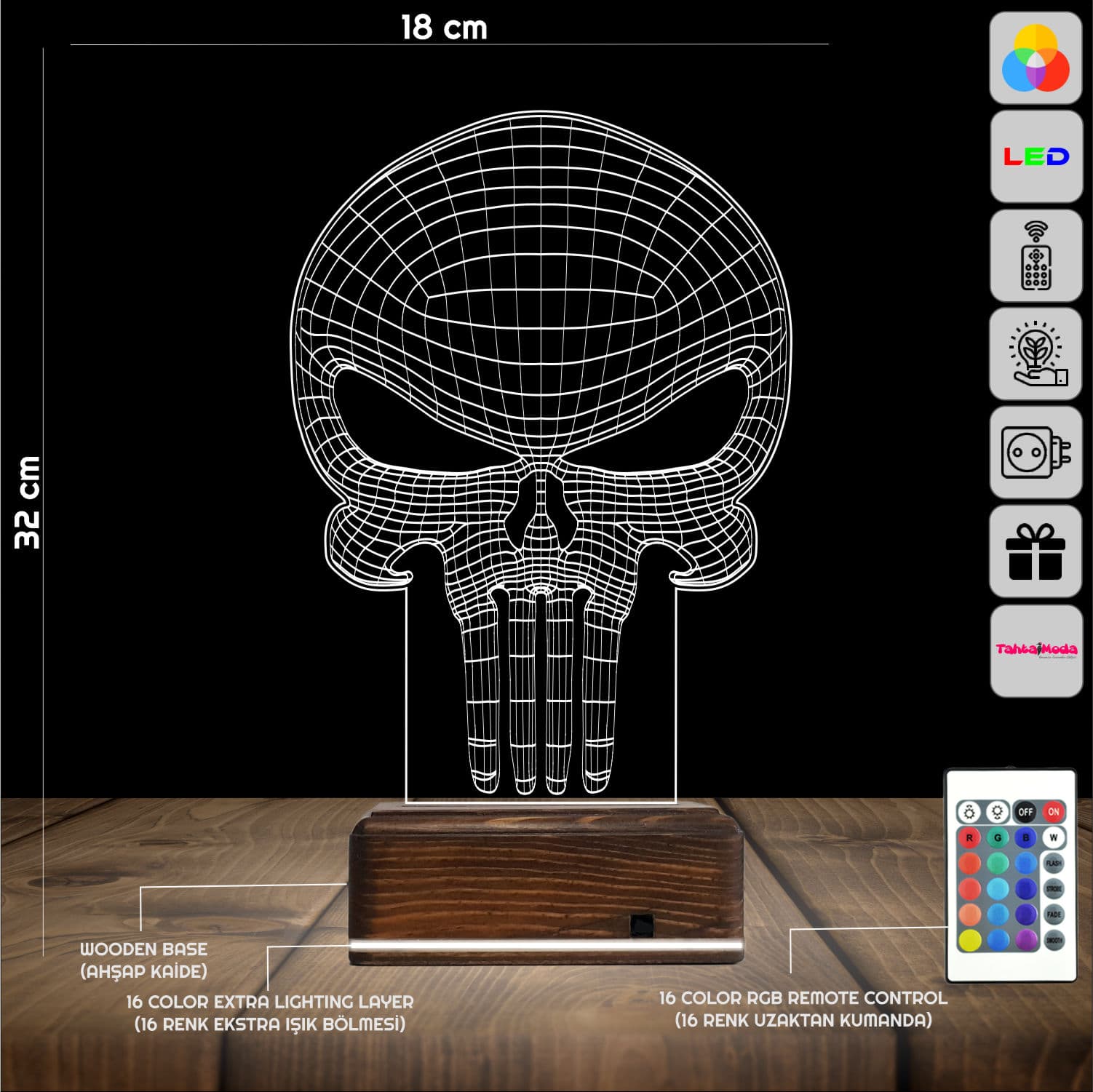 Череп Карателя — 3D LED Ночник | Подарок мужчине 2