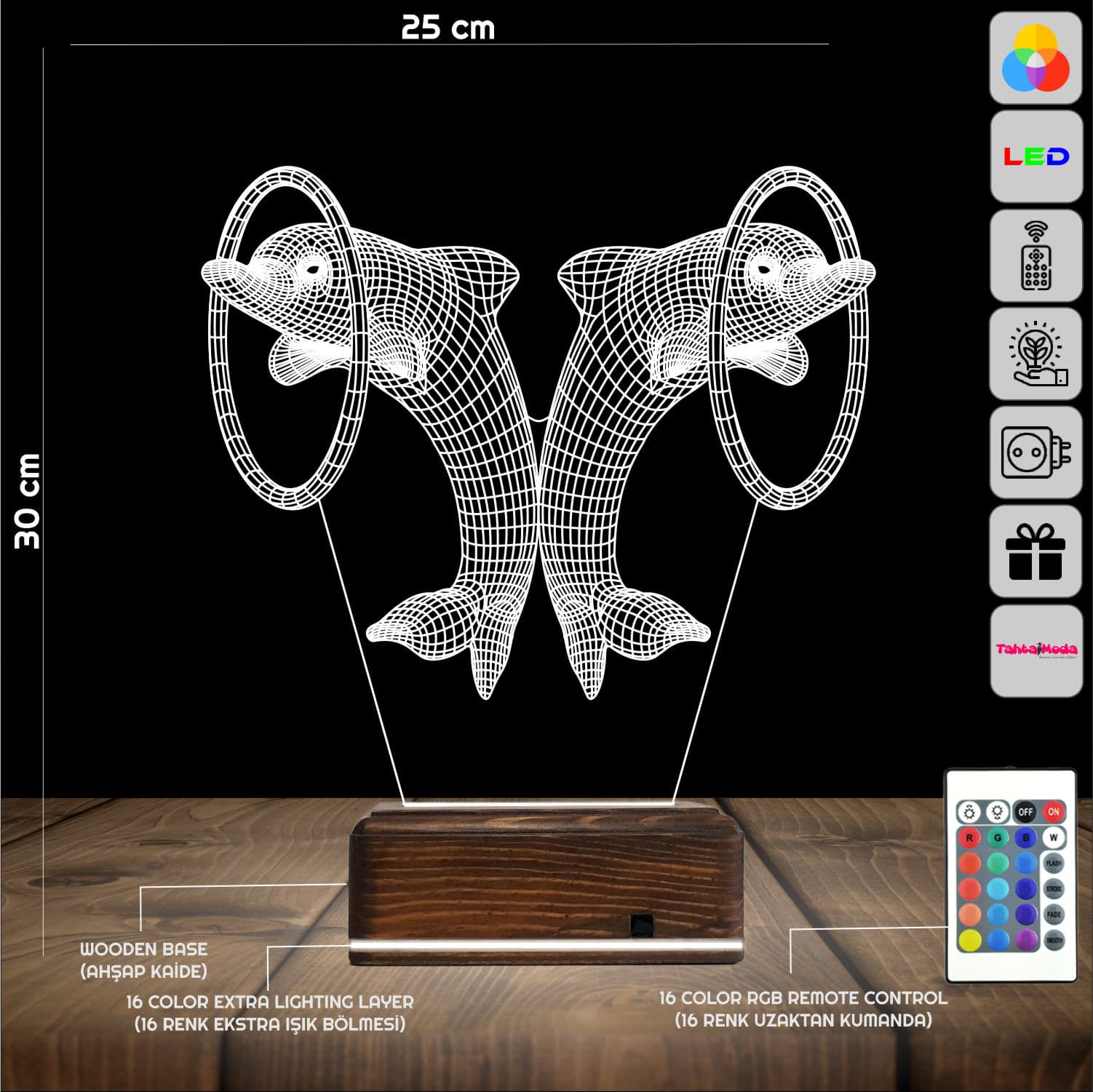 Дельфины — 3D LED Ночник | Оригинальный подарок детям 2